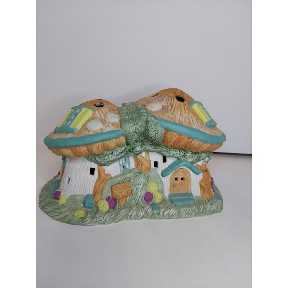 PARTYLITE Tealight Bisque Pastel Mushroom Village‎ House Retired Spring Decor
